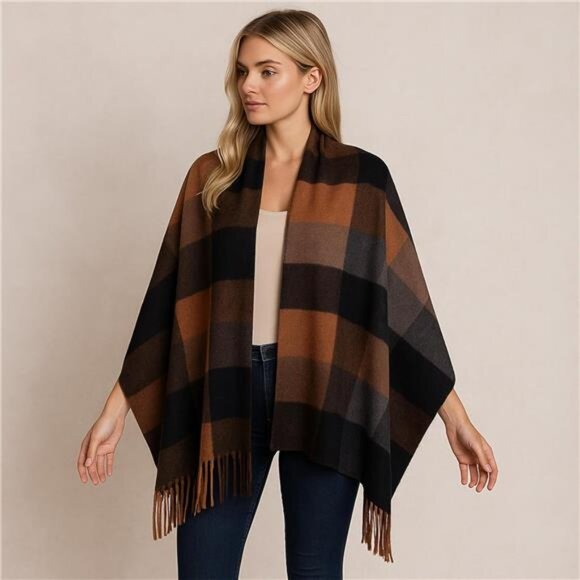 Women's Faux Cashmere Plaid Scarf - Ultra Soft, Warm Winter Wrap with Classic - Picture 2 of 8